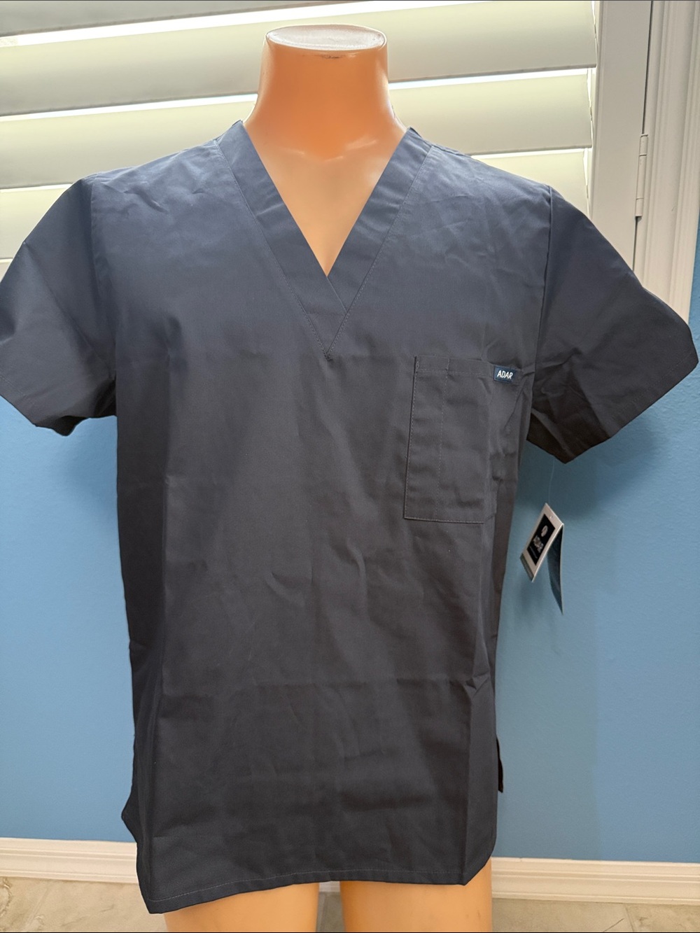 Unisex Pewter V-Neck Scrub Top by Adar